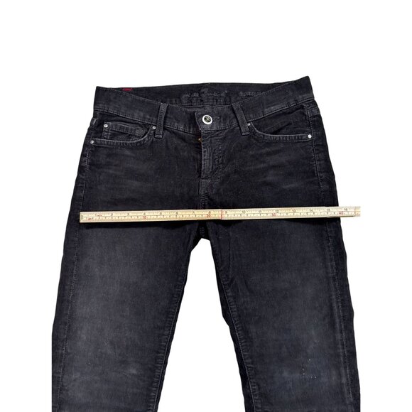 7 For All Mankind Black Corduroy Jeans Size 26 Mid-Rise Straight Leg Womens Pant - Picture 10 of 13